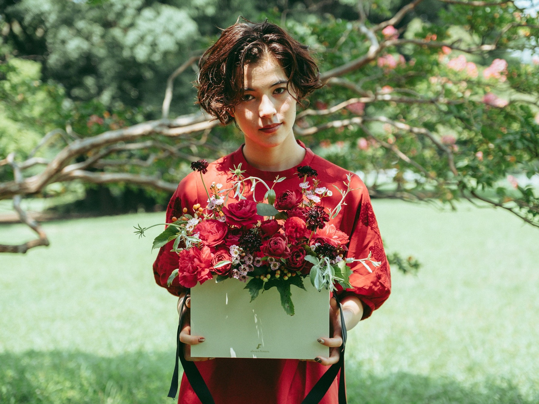 Flower BAG Red/フラワーバッグアレンジ レッド