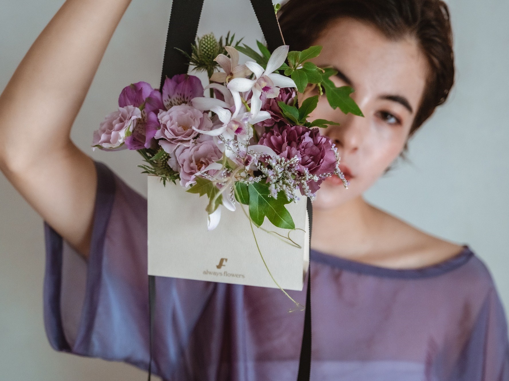 Flower BAG Purple／フラワーバッグアレンジ　パープル