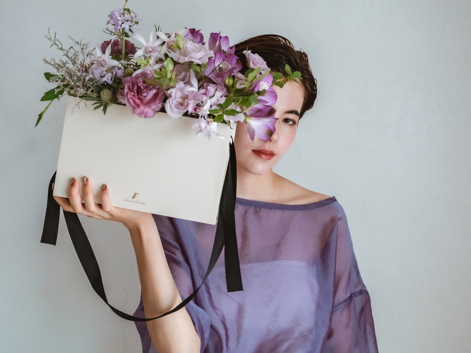 Flower BAG Purple／フラワーバッグアレンジ　パープル