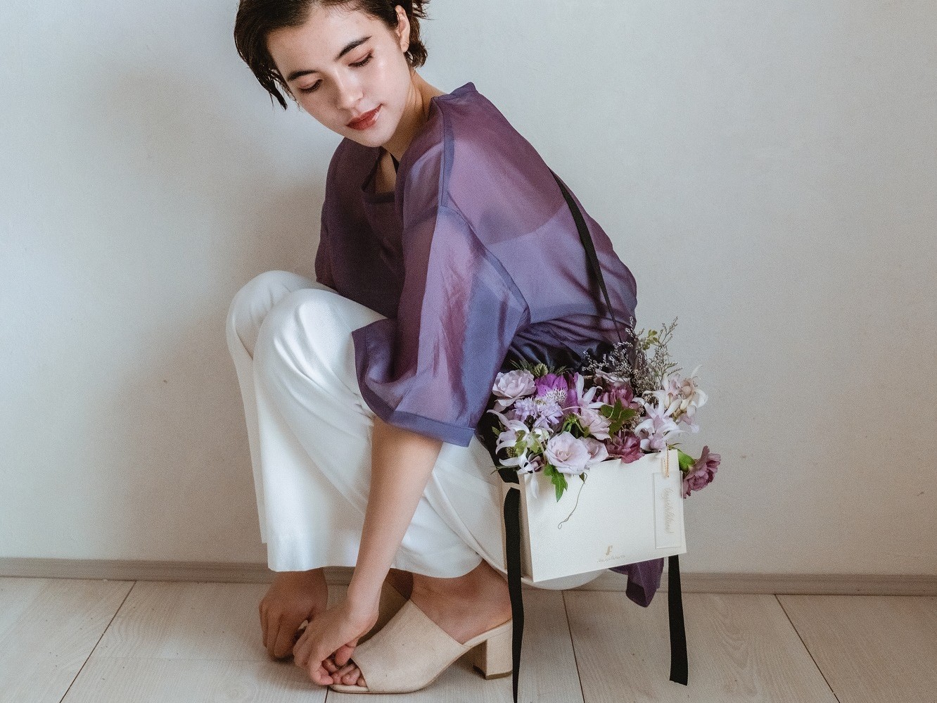 Flower BAG Purple／フラワーバッグアレンジ　パープル