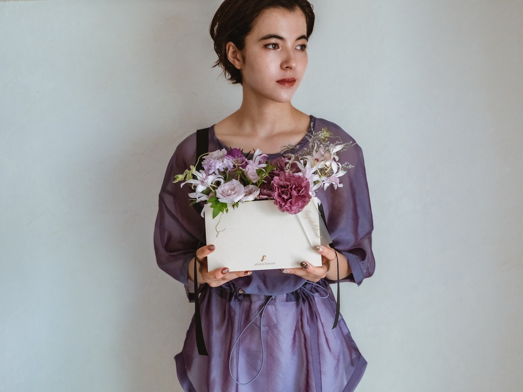 Flower BAG Purple／フラワーバッグアレンジ　パープル