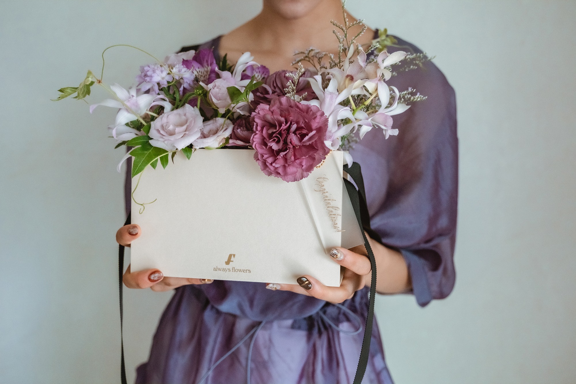 Flower BAG Purple／フラワーバッグアレンジ　パープル