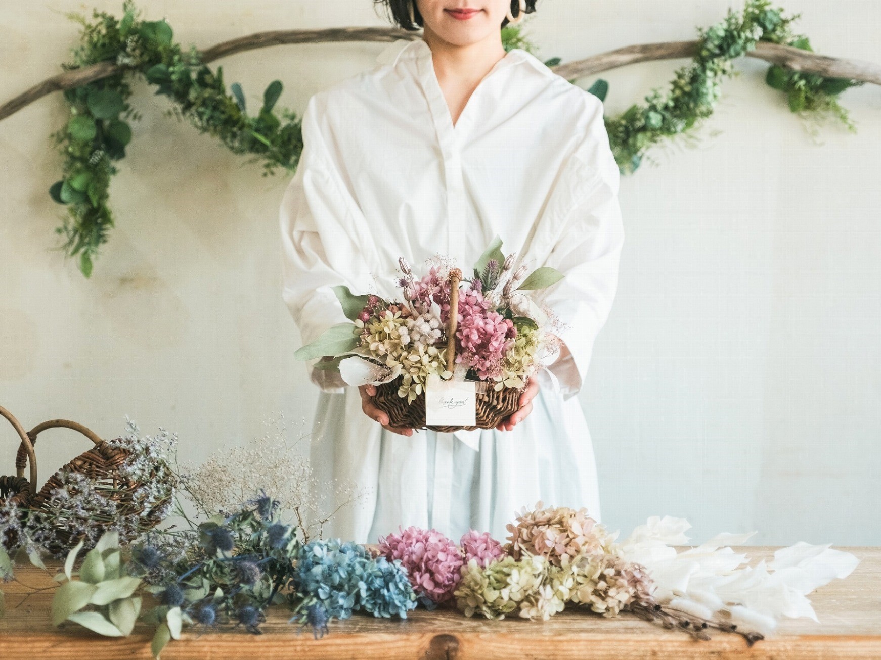 フラワーバスケット　ドライフラワー