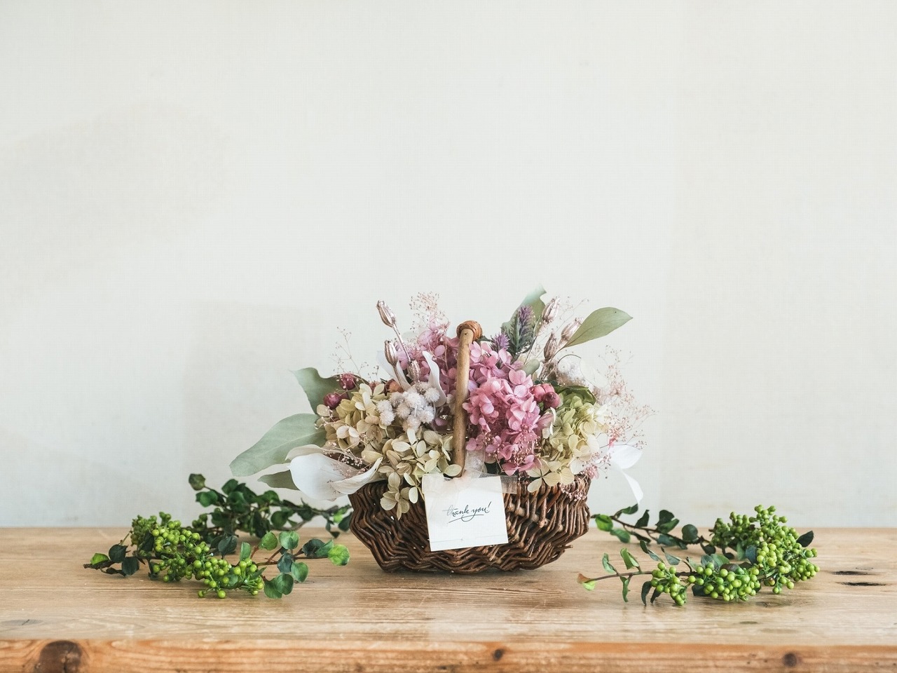 フラワーバスケット　ドライフラワー