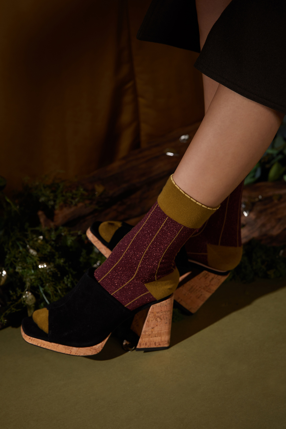 ラメライン シリーズ22-26cm ウィメンズ向けフリーサイズ｜ソックス