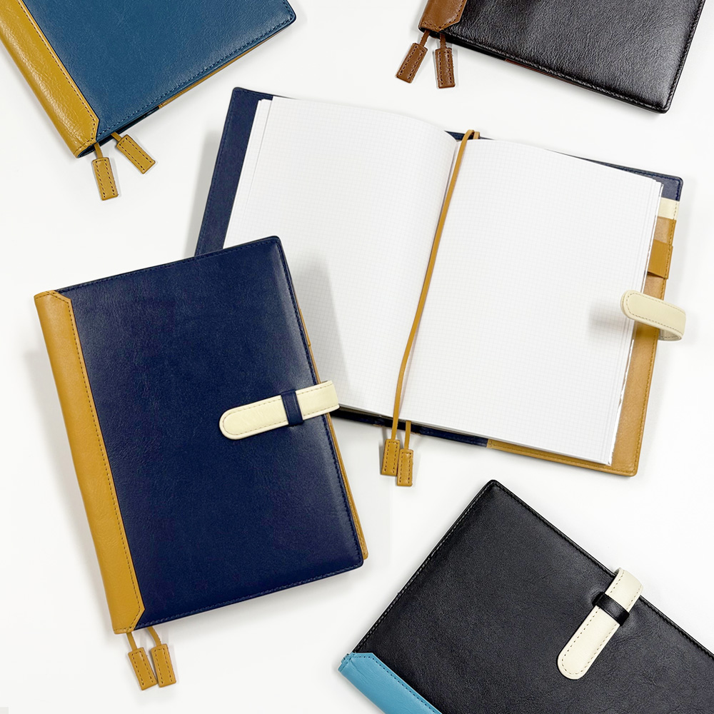 【名入れ可】本革 手帳カバー A5サイズ ベルト付き －ホワイトライン－ LR0022