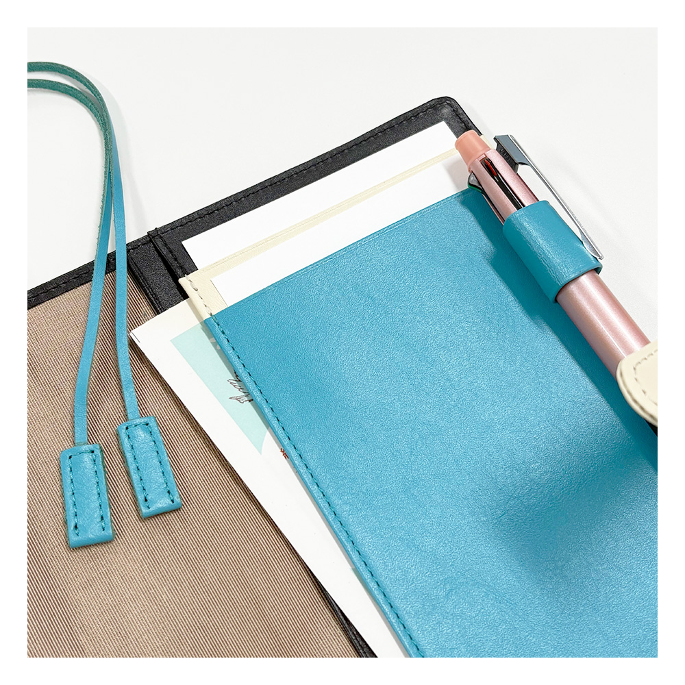 【名入れ可】本革 手帳カバー A5サイズ ベルト付き －ホワイトライン－ LR0022