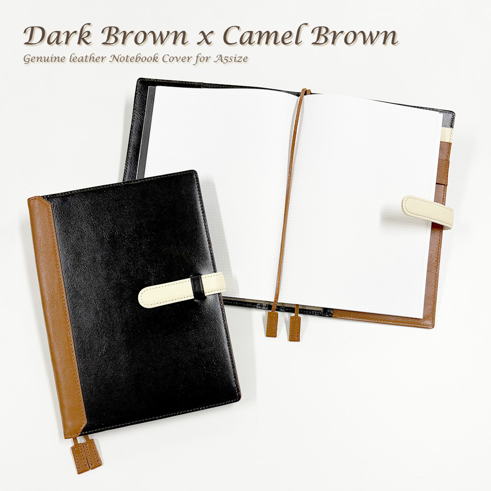 【名入れ可】本革 手帳カバー A5サイズ ベルト付き －ホワイトライン－ LR0022