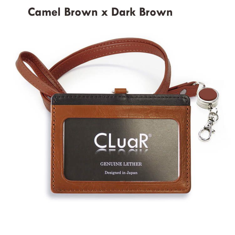 【名入れ可】本革 リール付きIDカードホルダー 横型 LR0010