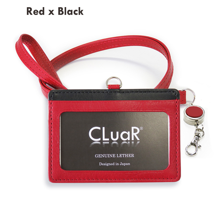 【名入れ可】本革 リール付きIDカードホルダー 横型 LR0010