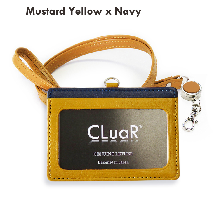 【名入れ可】本革 リール付きIDカードホルダー 横型 LR0010