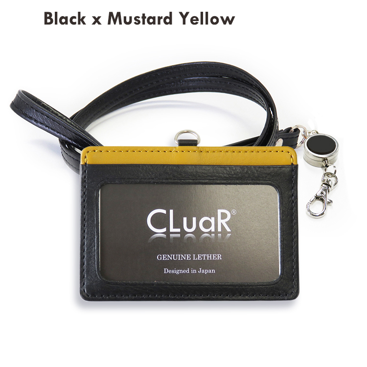 【名入れ可】本革 リール付きIDカードホルダー 横型 LR0010