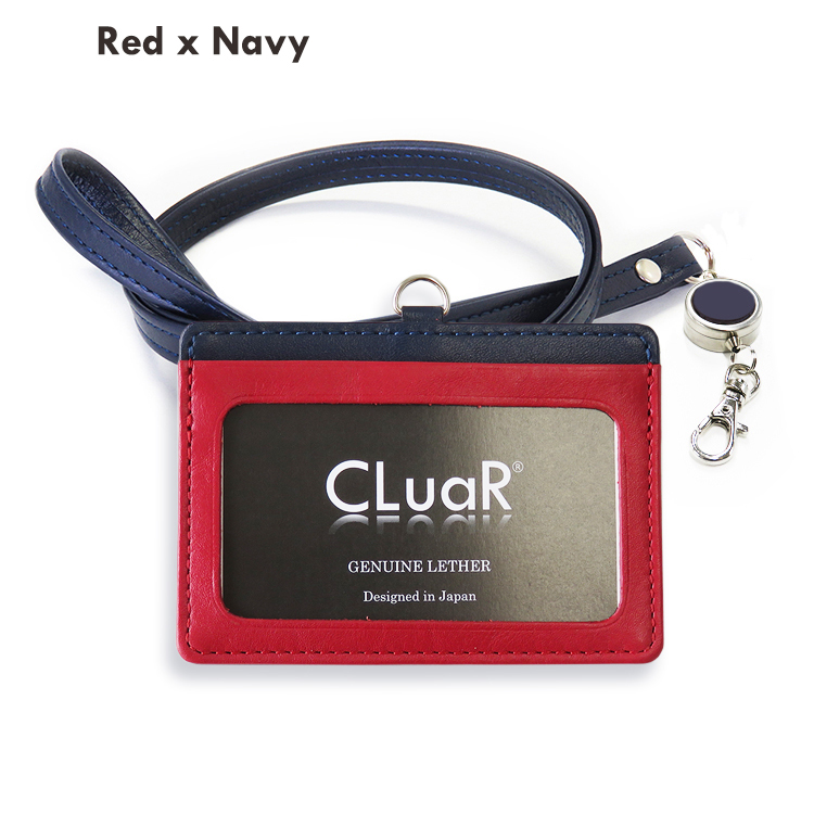 【名入れ可】本革 リール付きIDカードホルダー 横型 LR0010