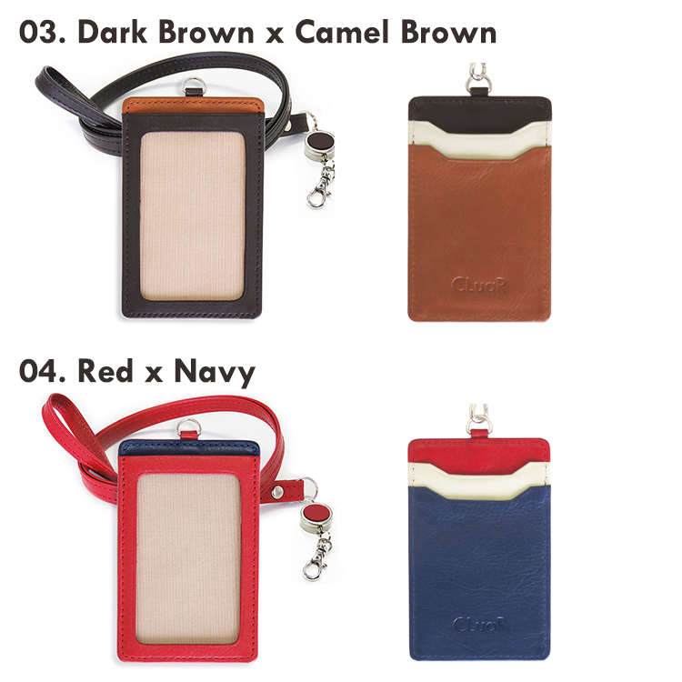 【名入れ可】本革 リール付きIDカードホルダー 縦型 LR0026N