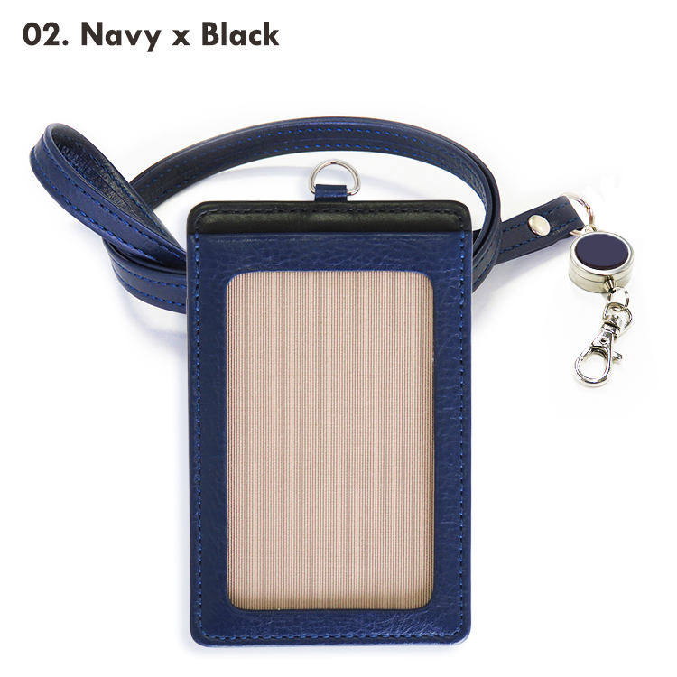 【名入れ可】本革 リール付きIDカードホルダー 縦型 LR0026N