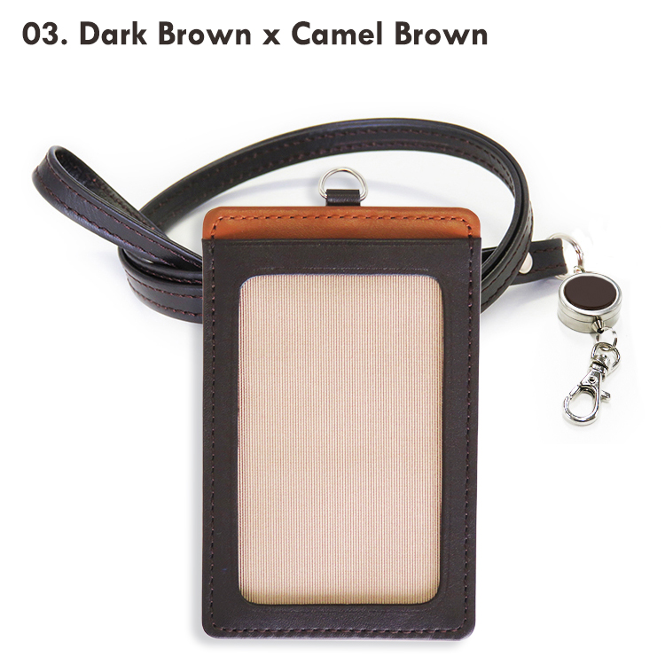 【名入れ可】本革 リール付きIDカードホルダー 縦型 LR0026N