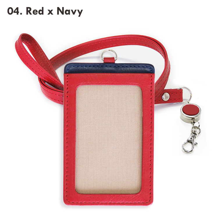 【名入れ可】本革 リール付きIDカードホルダー 縦型 LR0026N