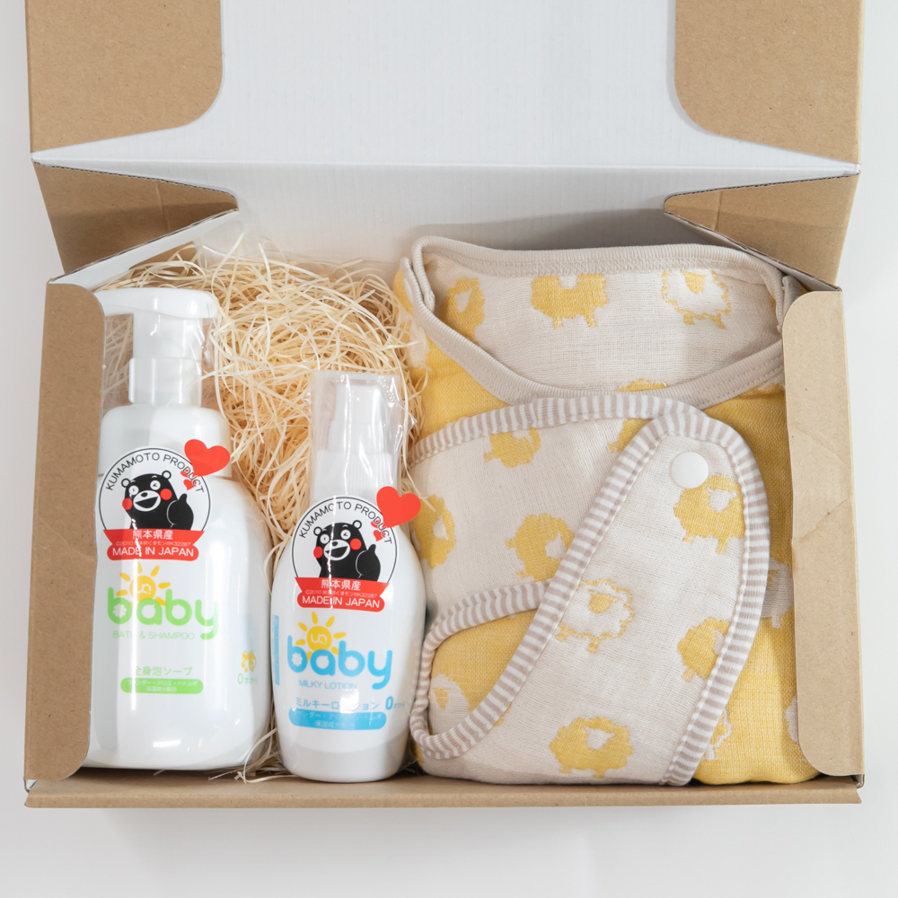 【出産祝いセット】6重織ガーゼ スリーパー＆スタイ・全身泡ソープ本体・ミルキーローション