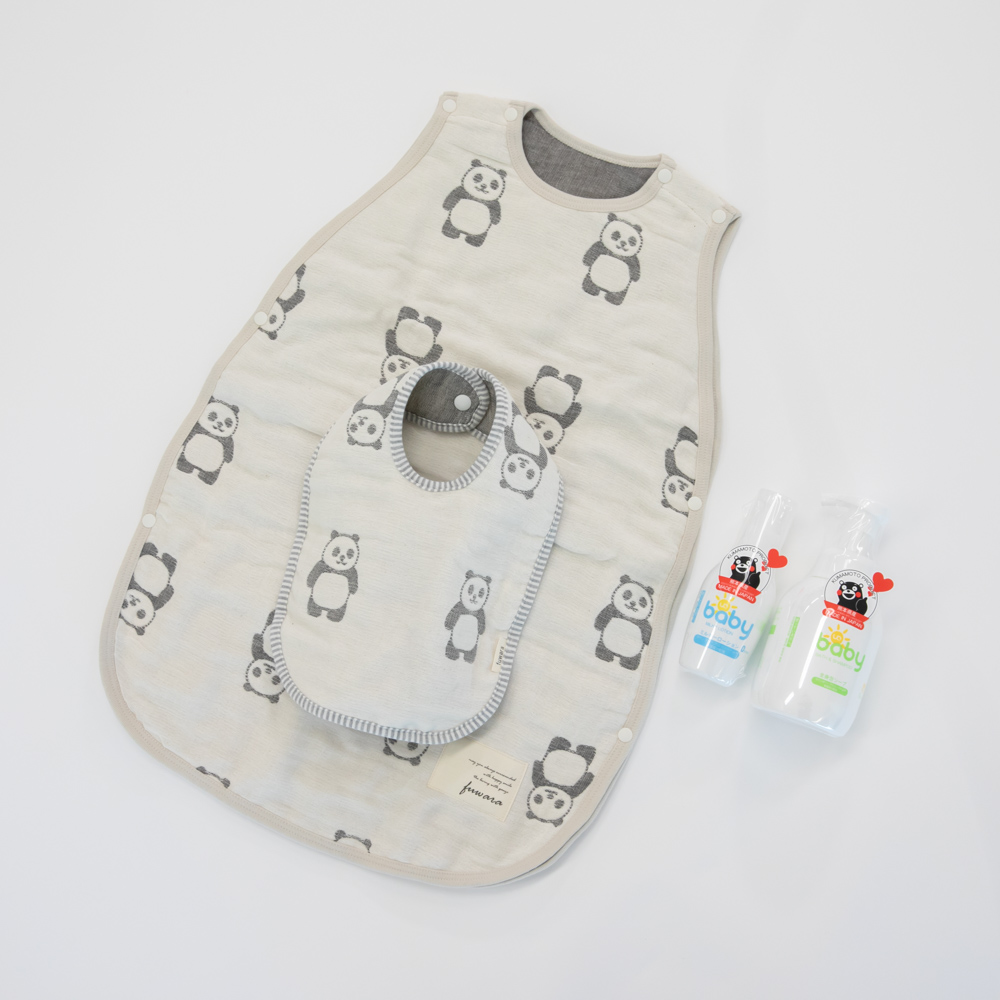 【出産祝いセット】6重織ガーゼ スリーパー＆スタイ・全身泡ソープ本体・ミルキーローション