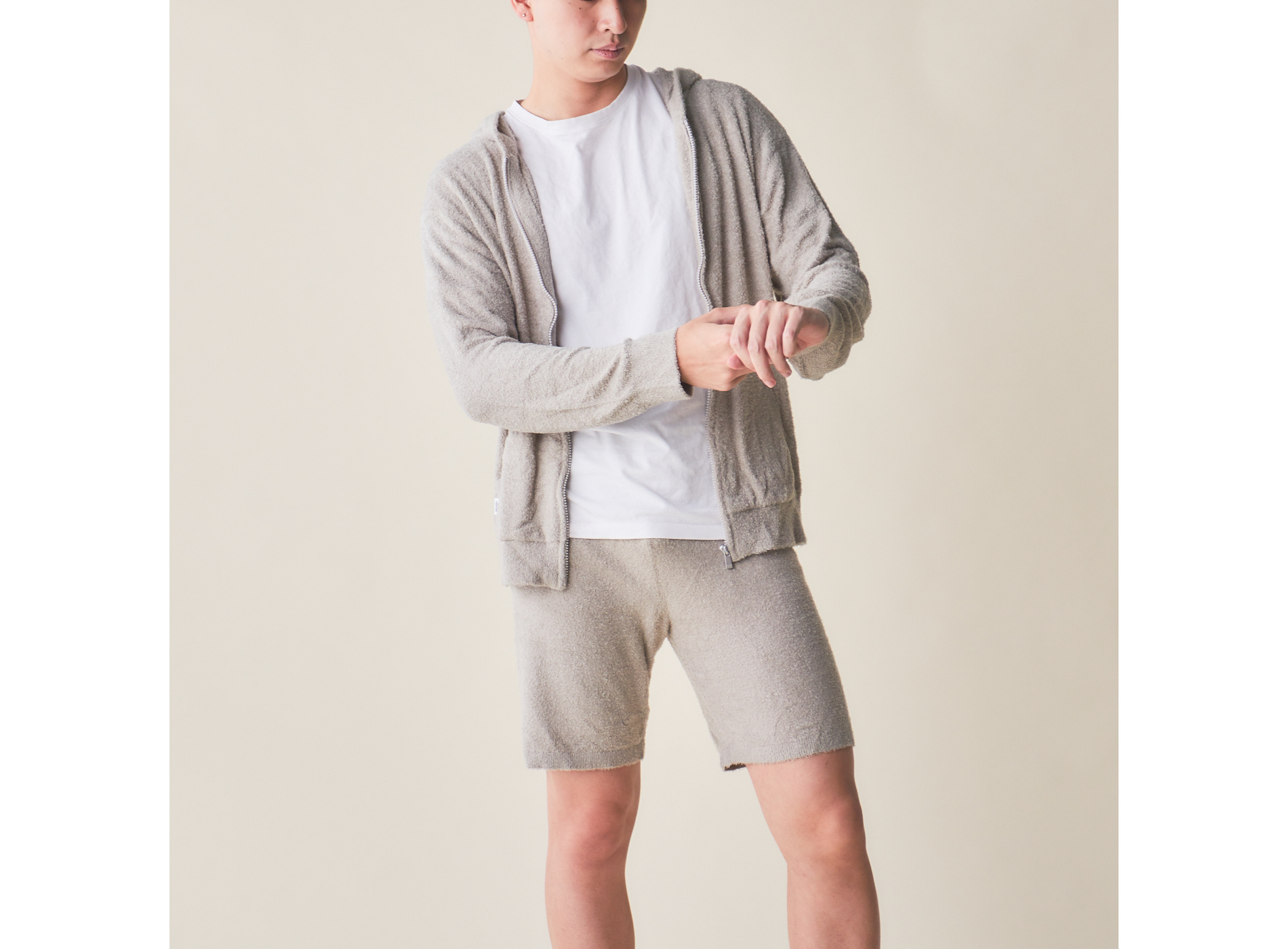 【HOMME】ウォッシャブルスムーズィーパーカー＆ハーフパンツセット