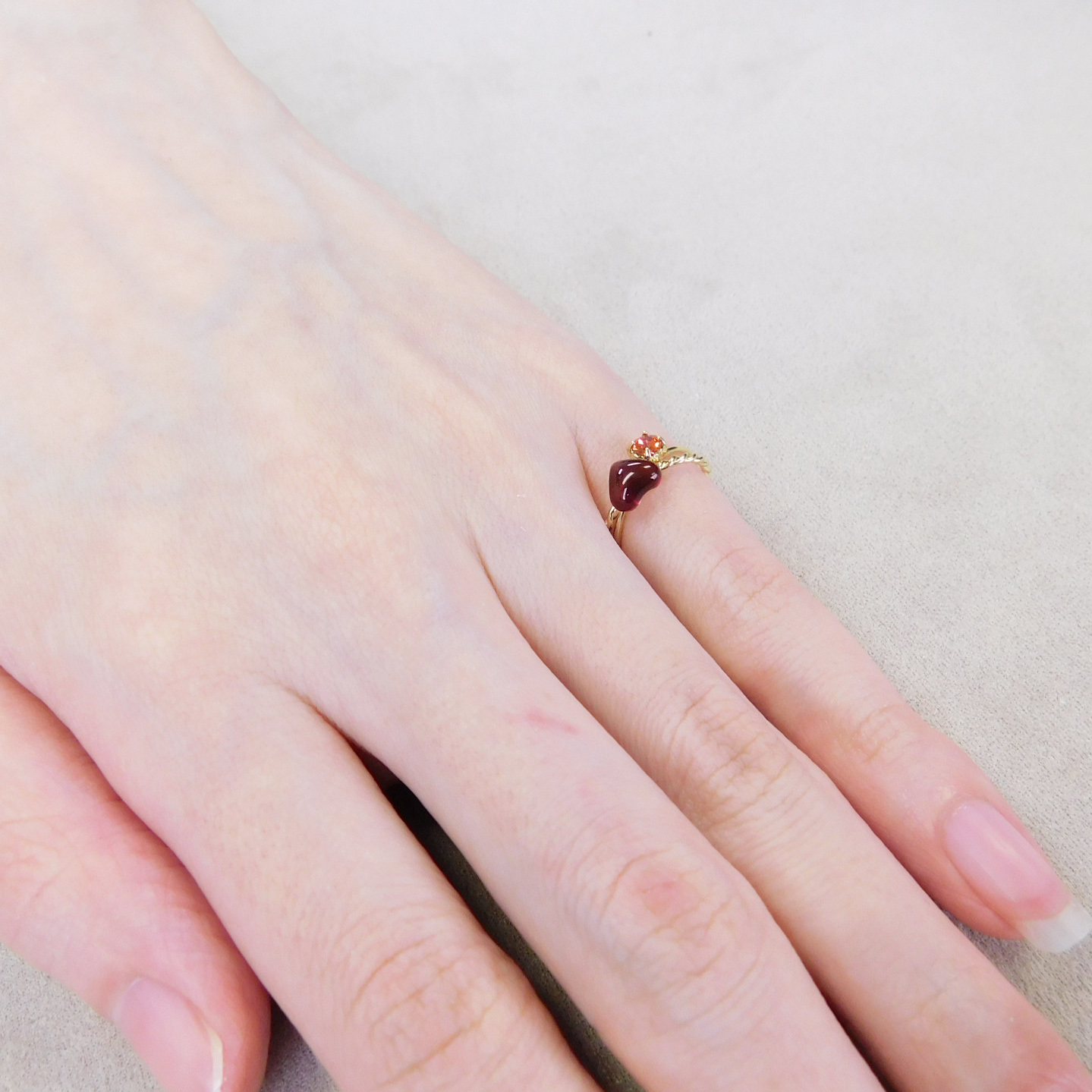 ハートモチーフネックレス＆エポ使い2連ピンキーリングセット