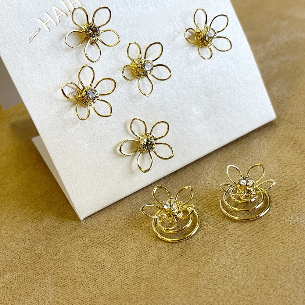 ヘアーチャーム　メタルフラワー7個セット