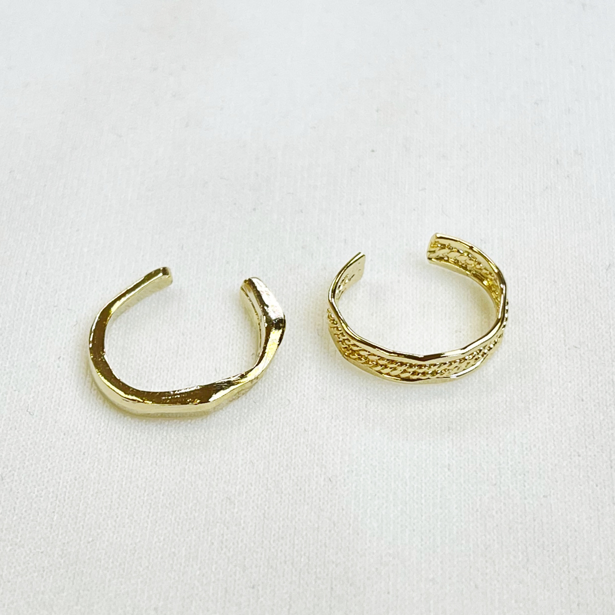 メタルミニデザイン＆シンプルウェーブイヤーカフセット（片耳用）