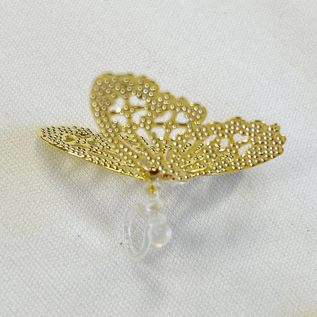 透かし蝶（左耳用）＆メタル細身ウェーブ（片耳用）イヤーカフセット