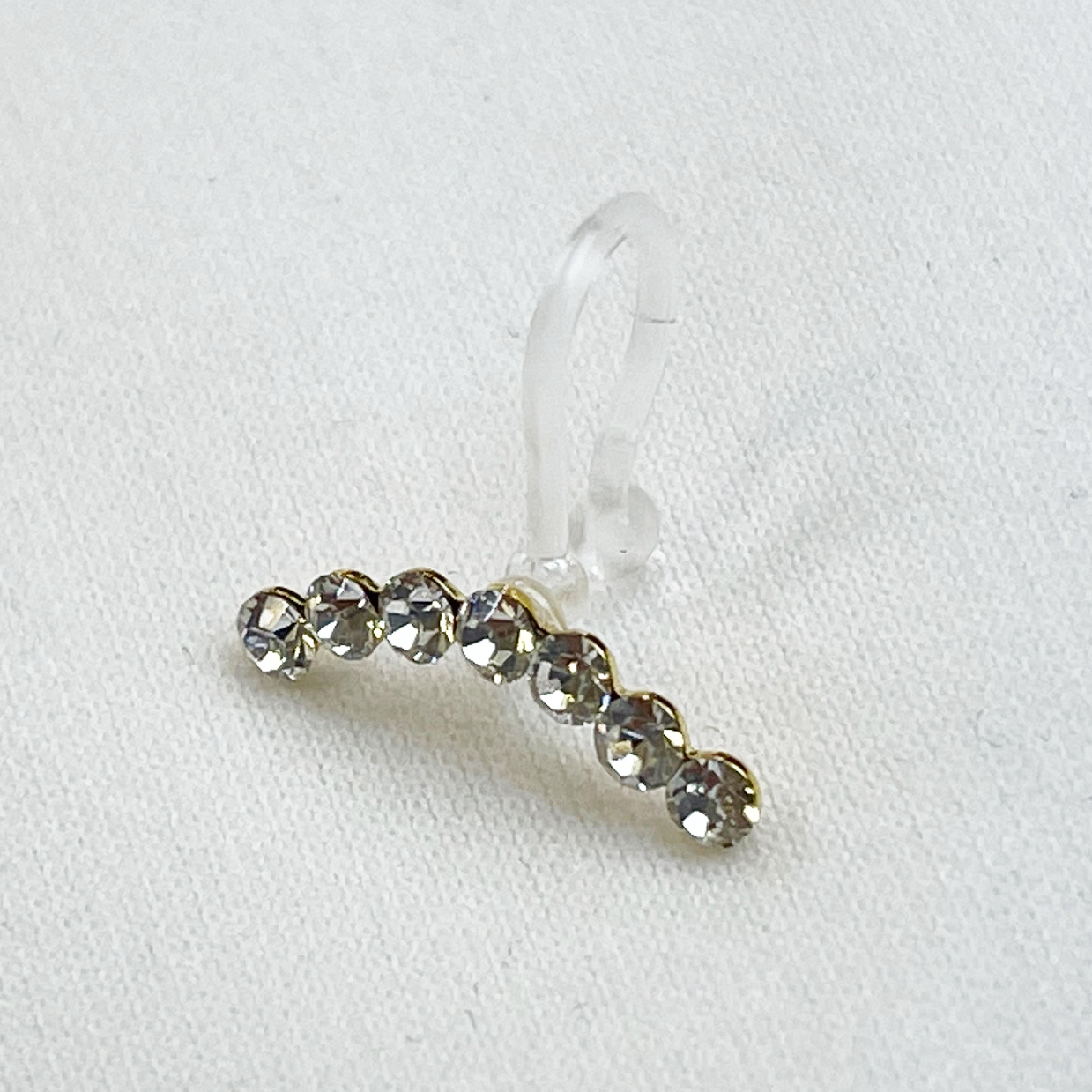 ミニラインストーン＆4連チェーンパール下がりイヤーカフセット（片耳用）