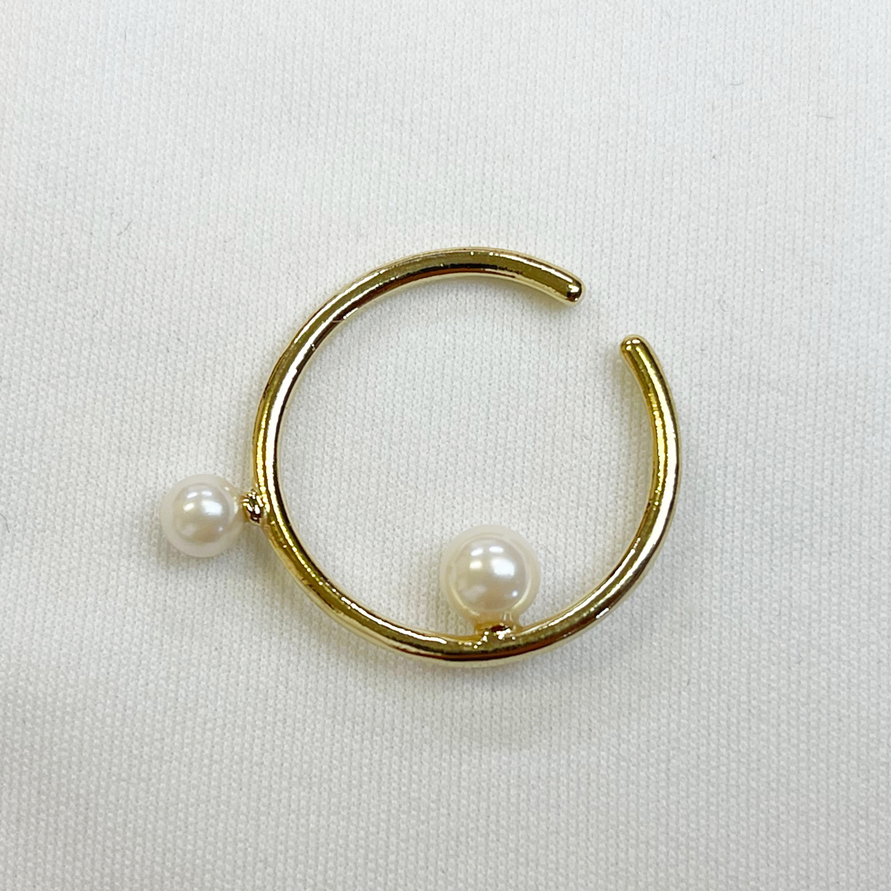 メタル2粒パール＆細身ミニパールイヤーカフセット（片耳用）