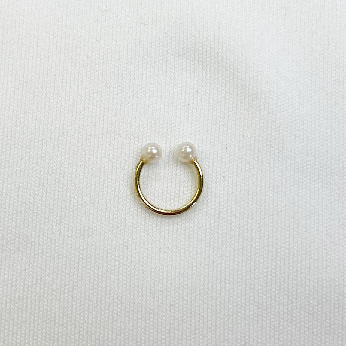 メタル2粒パール＆細身ミニパールイヤーカフセット（片耳用）