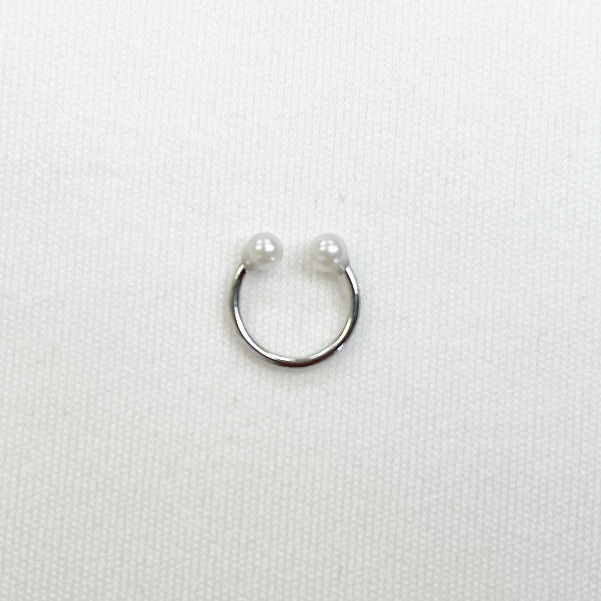 メタル2粒パール＆細身ミニパールイヤーカフセット（片耳用）
