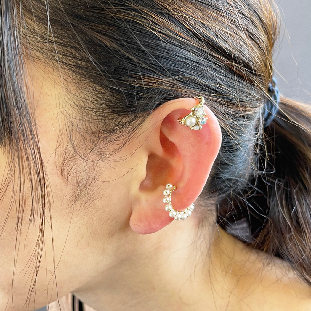 パールデザインイヤーカフ2個セット（片耳用）