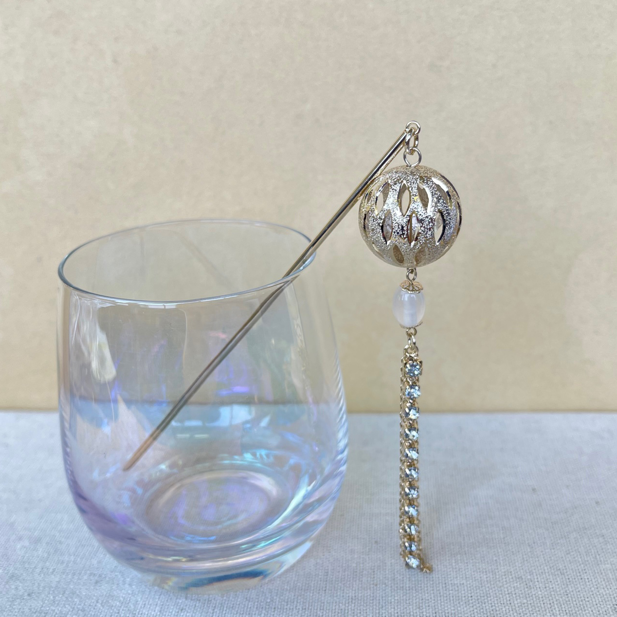 透かしくす玉ラインストーン下がりかんざし