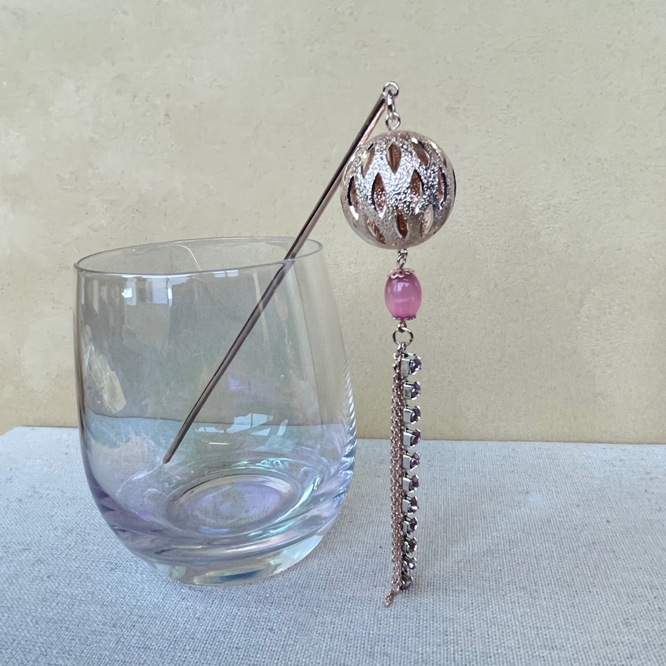 透かしくす玉ラインストーン下がりかんざし