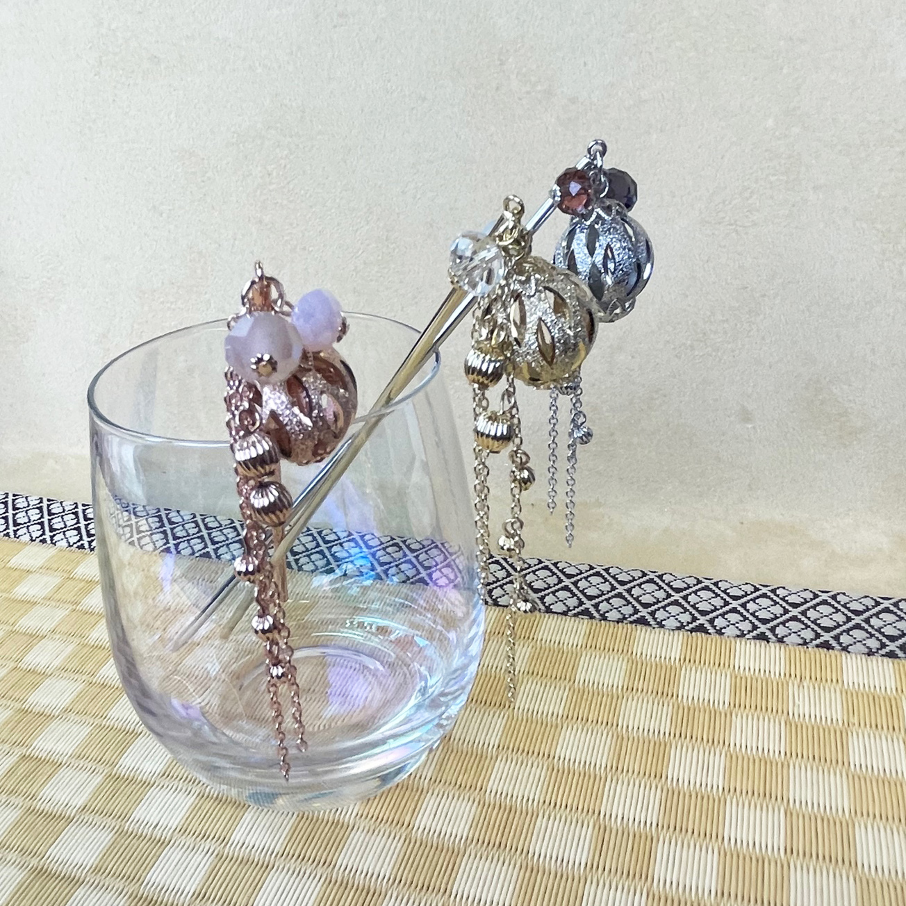 透かしくす玉チェーン下がりかんざし