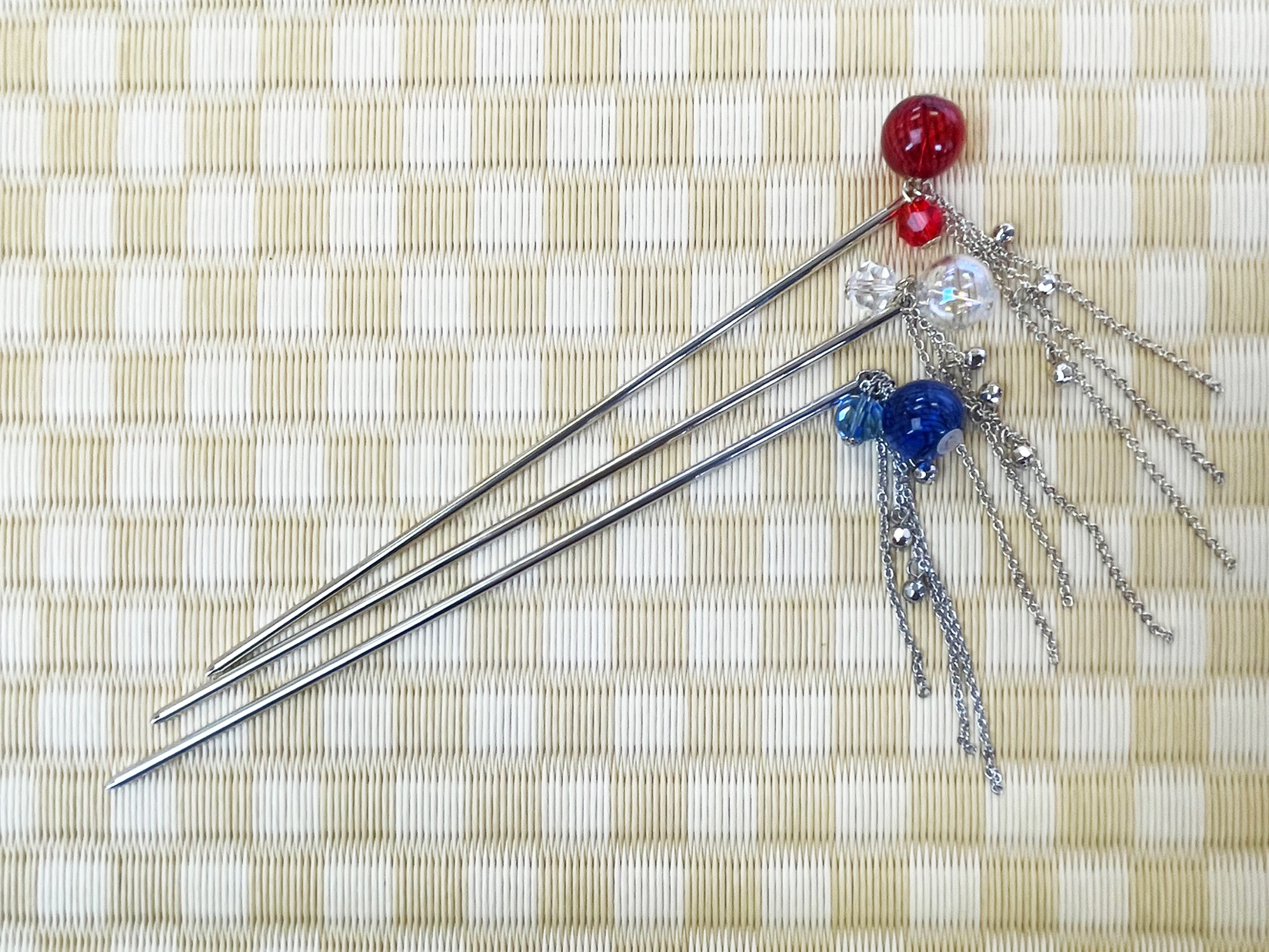 ガラス玉チェーン下がりかんざし