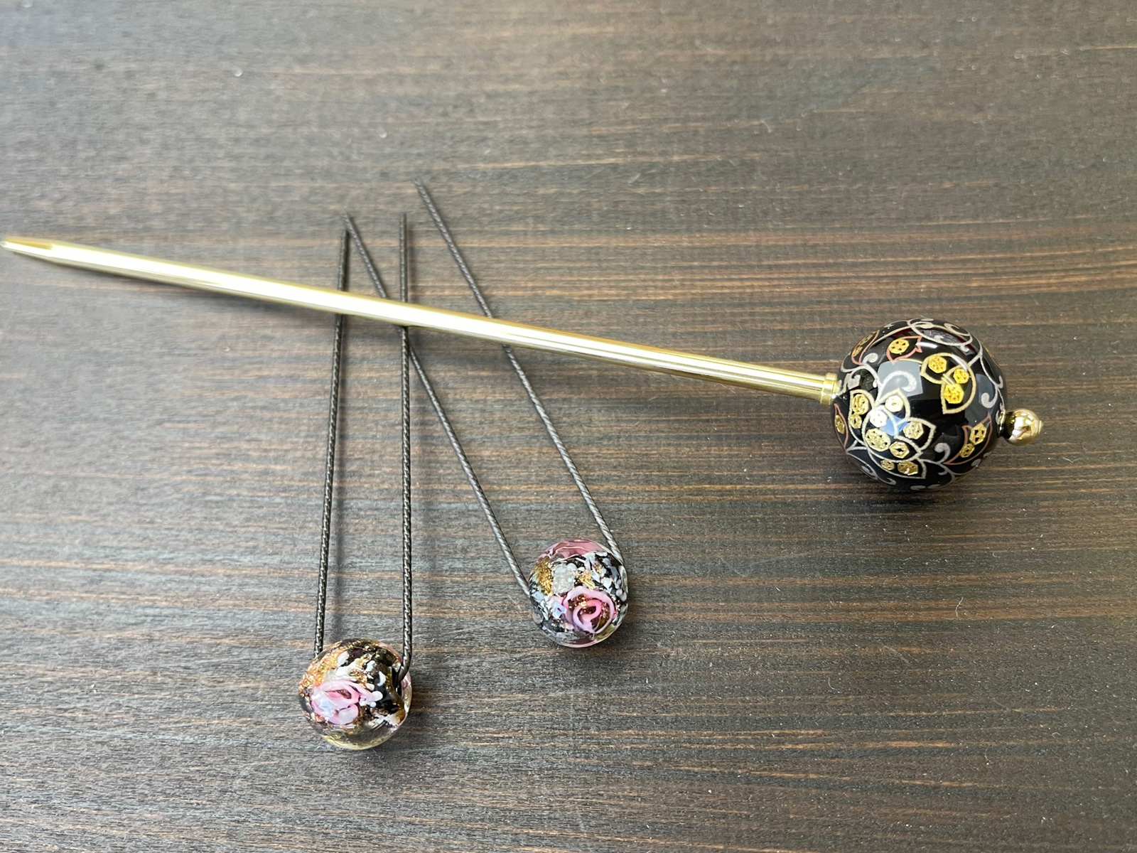 花唐草玉かんざし＆ガラスＵピンセット