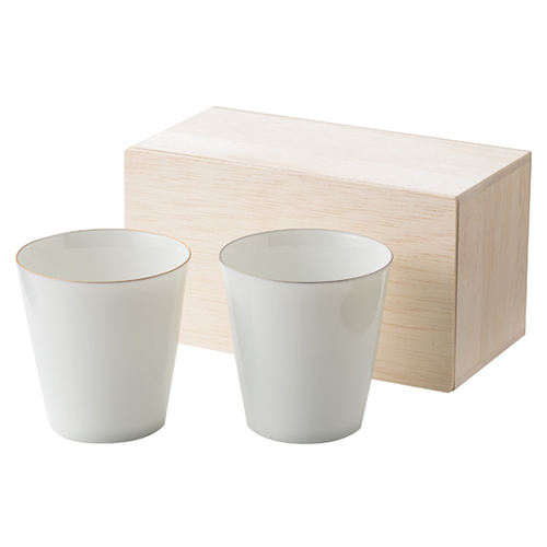 白磁 金銀フリーカップペア