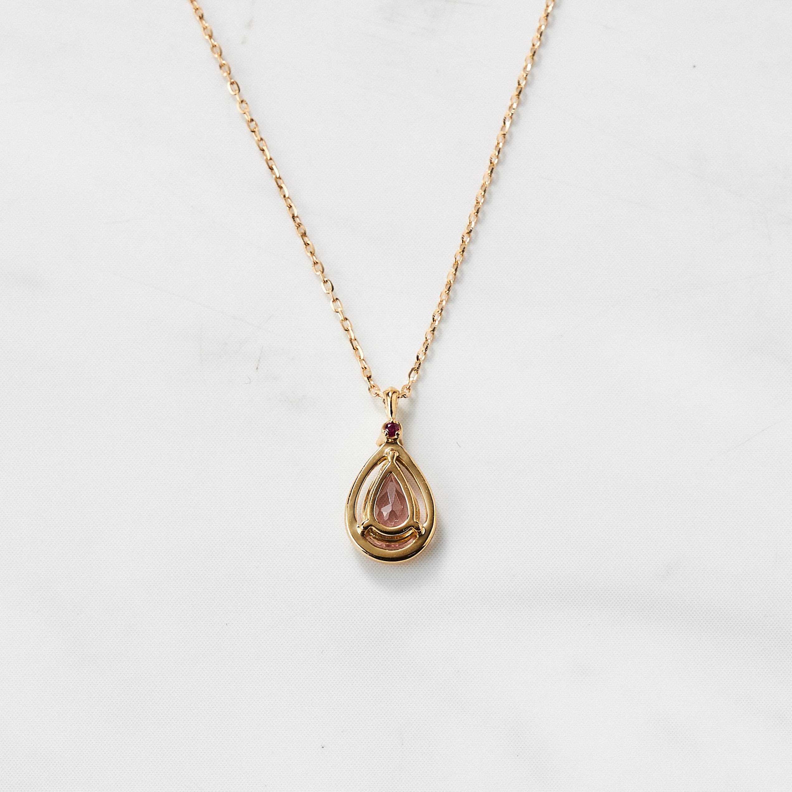 K18イエローゴールド ピンクトルマリン・ダイヤモンド ペンダント