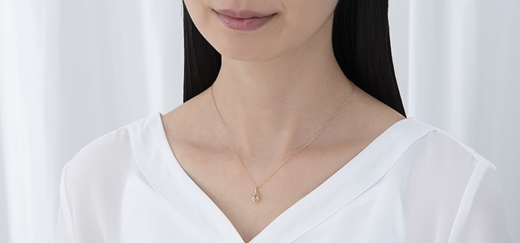 K18イエローゴールド ピンクトルマリン・ダイヤモンド ペンダント