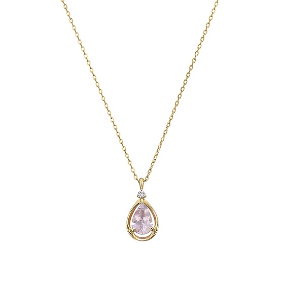 K18イエローゴールド ピンクトルマリン・ダイヤモンド ペンダント