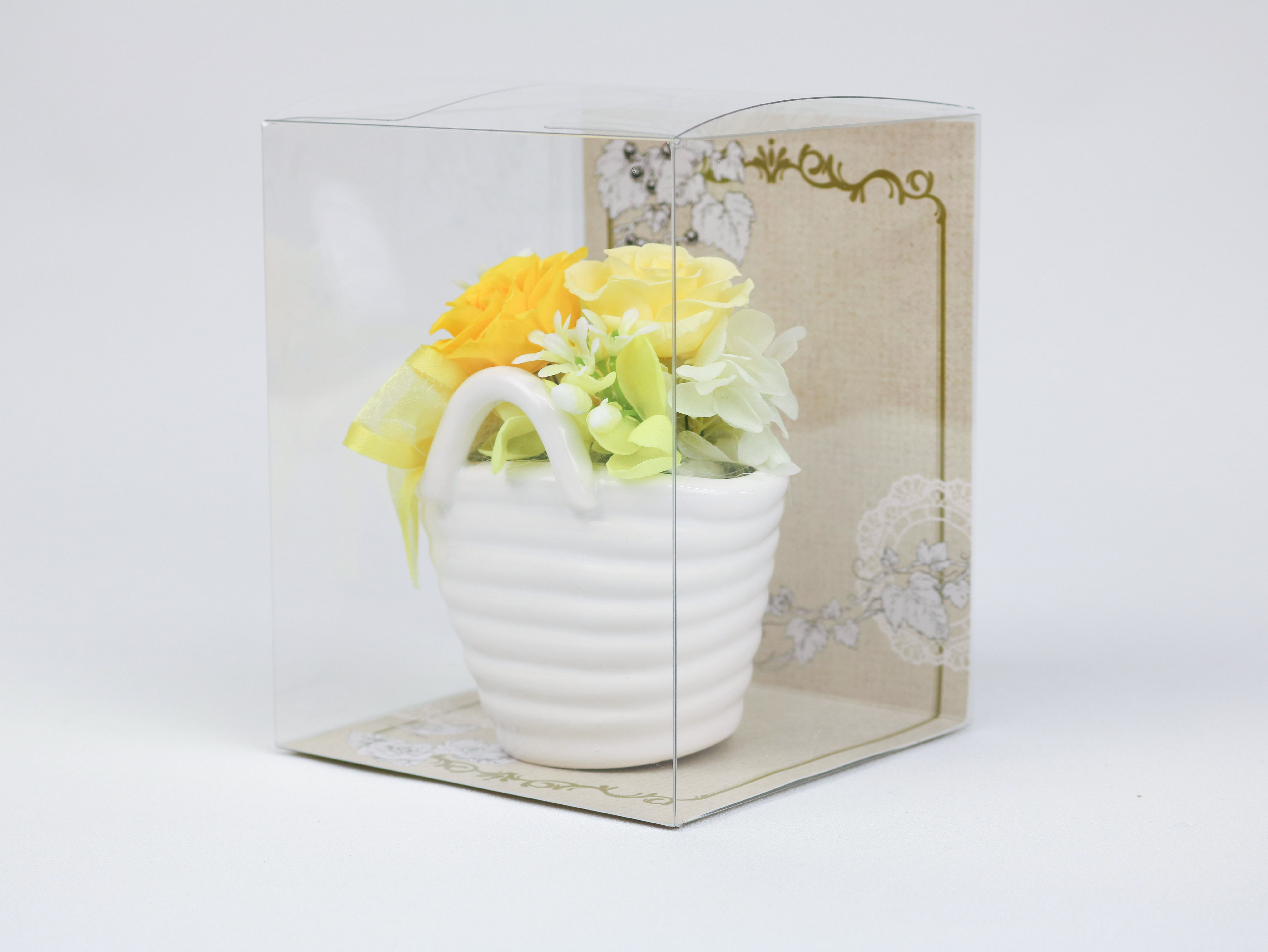 パニエ 陶器アレンジ プリザーブドフラワー