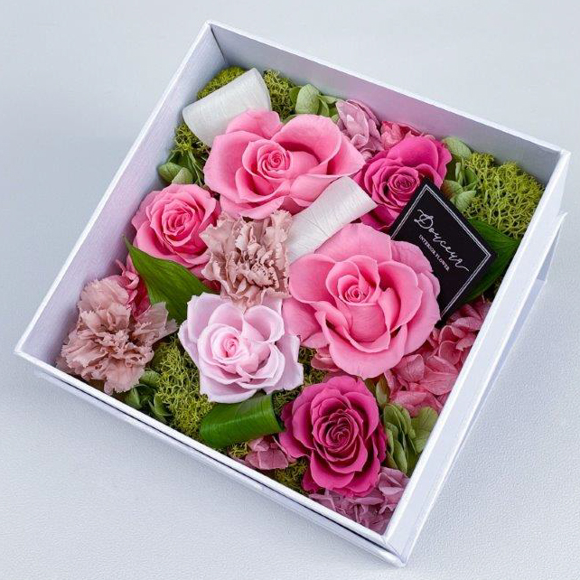 ピュアフルール フラワーボックス スクエア S プリザーブドフラワー