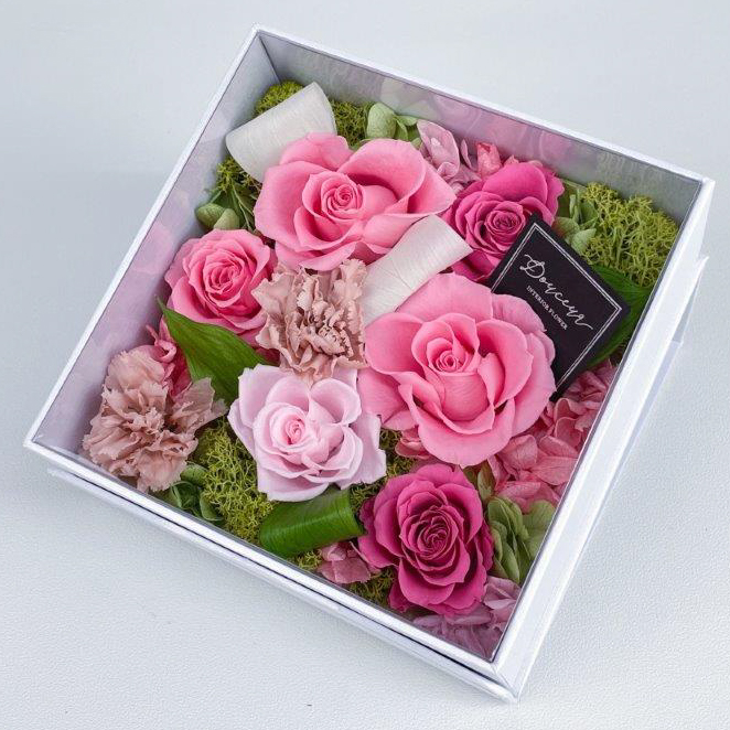 ピュアフルール フラワーボックス スクエア S プリザーブドフラワー