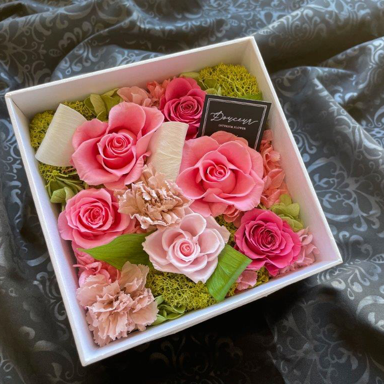 ピュアフルール フラワーボックス スクエア S プリザーブドフラワー