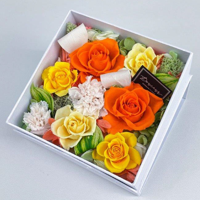 ピュアフルール フラワーボックス スクエア S プリザーブドフラワー