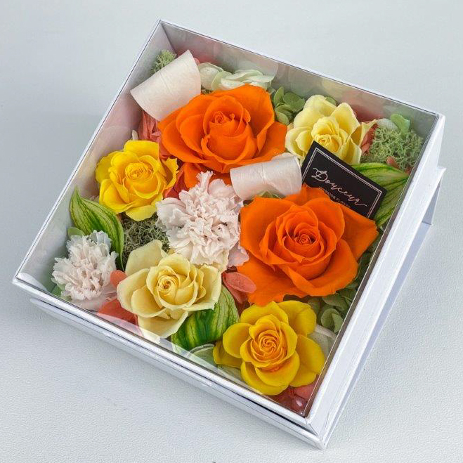 ピュアフルール フラワーボックス スクエア S プリザーブドフラワー