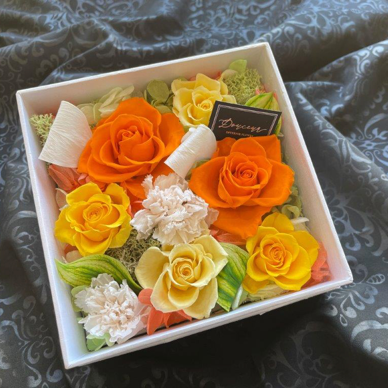 ピュアフルール フラワーボックス スクエア S プリザーブドフラワー