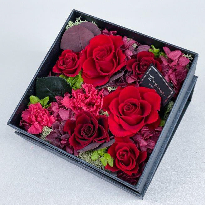 ピュアフルール フラワーボックス スクエア S プリザーブドフラワー